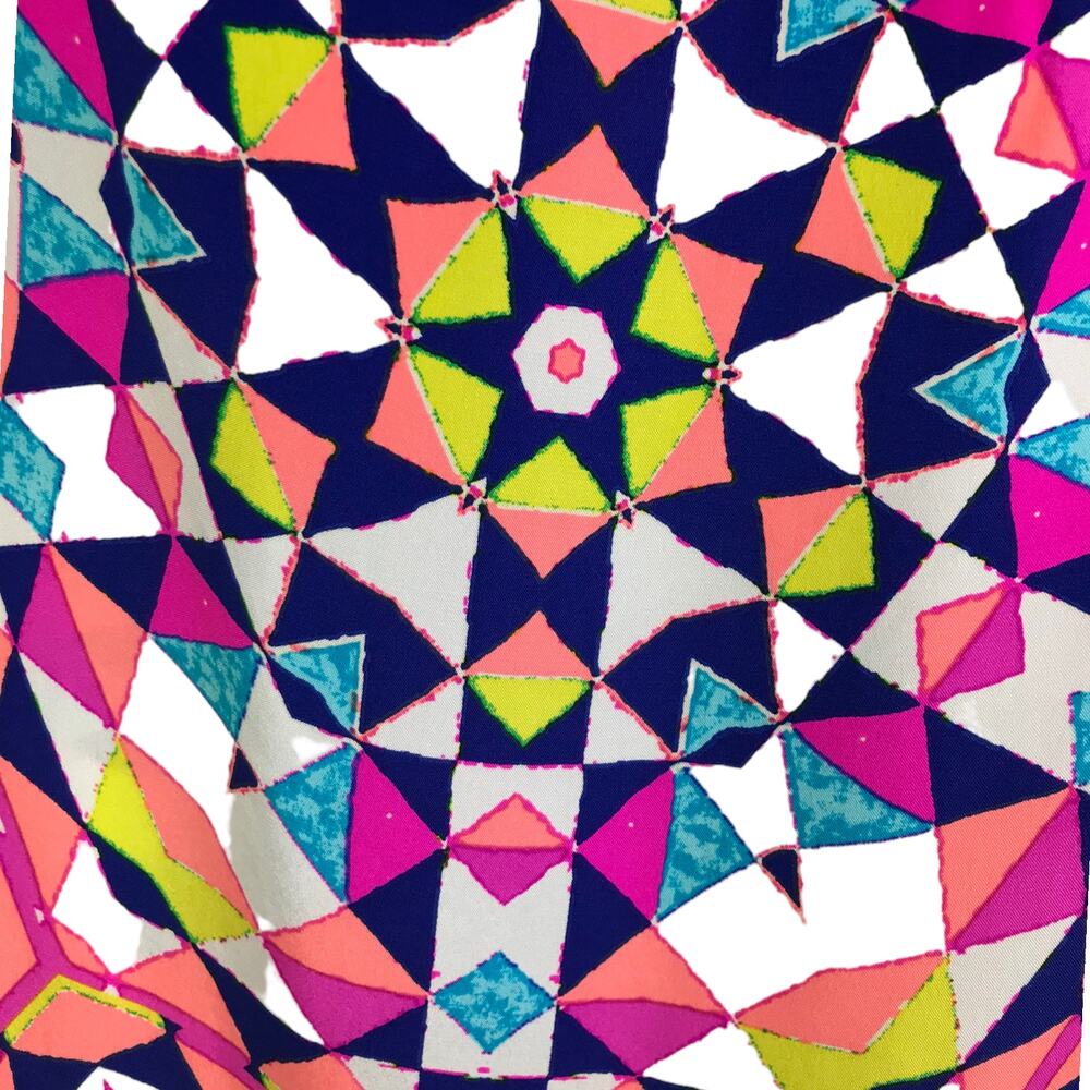 Alice + Trixie Women's XS Amber Top Long Sleeve Coral Silk V-Neck Geometric NWT - Picture 7 of 9